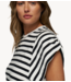 10DAYS Top strong shoulder tee modal stripes ecru/black
