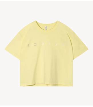10DAYS Top thick cotton tee logo pastel yellow