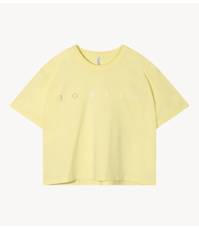 10DAYS Top thick cotton tee logo pastel yellow