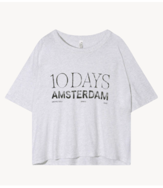 10DAYS Top crew neck tee logo white grey melee