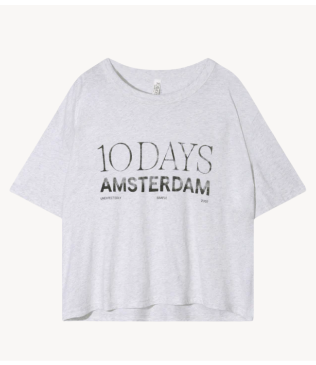 10DAYS Top crew neck tee logo white grey melee
