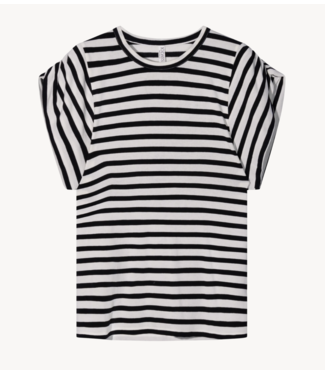 10DAYS Top strong shoulder tee modal stripes ecru/black