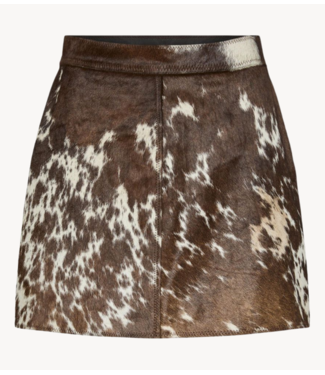 Y.A.S Rok YASCAROLINE hw cow leather skirt chocolate brown/aop cow print