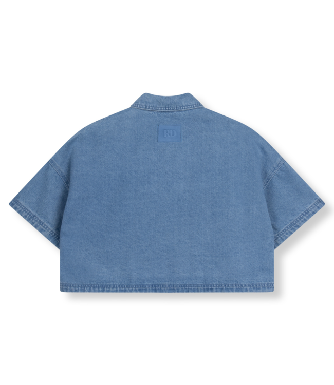 Refined Department Top ladies woven pearl denim top ADELINE blue denim