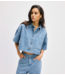 Refined Department Top ladies woven pearl denim top ADELINE blue denim