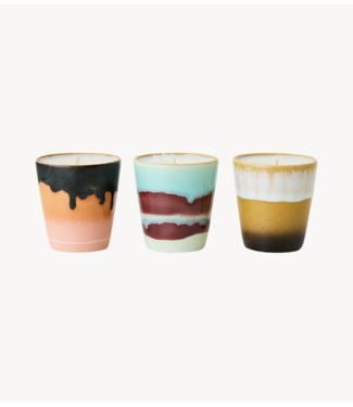 HKLIVING Kaars 70s ceramics: Christmas special, frost & firewood (set of 3)