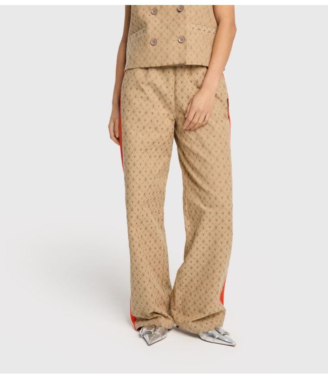 Alix The Label Broek ladies woven logo pants camel