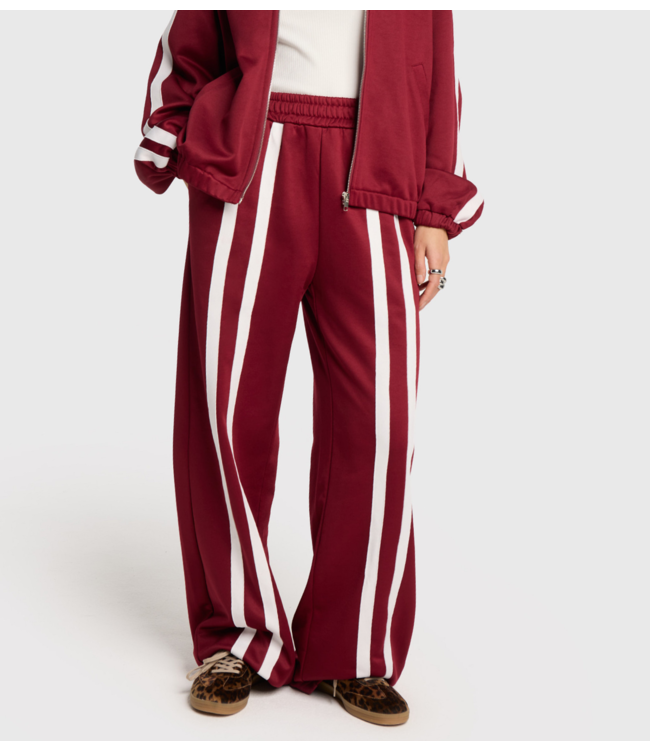 Alix The Label Broek ladies knitted training sweat pants bordeaux