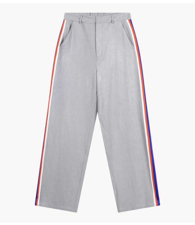 Alix The Label Broek ladies woven coated herringbone pants soft grey melange