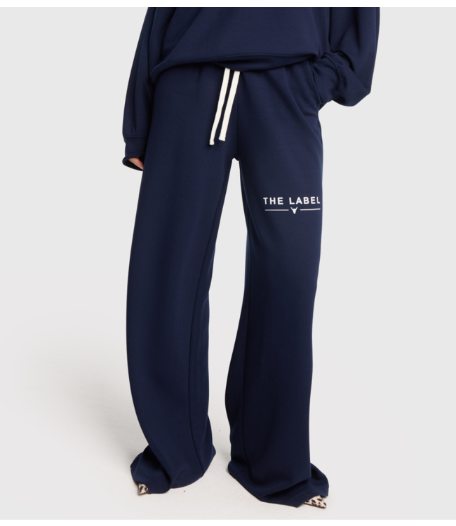 Alix The Label Broek ladies knitted wide leg scuba pants navy