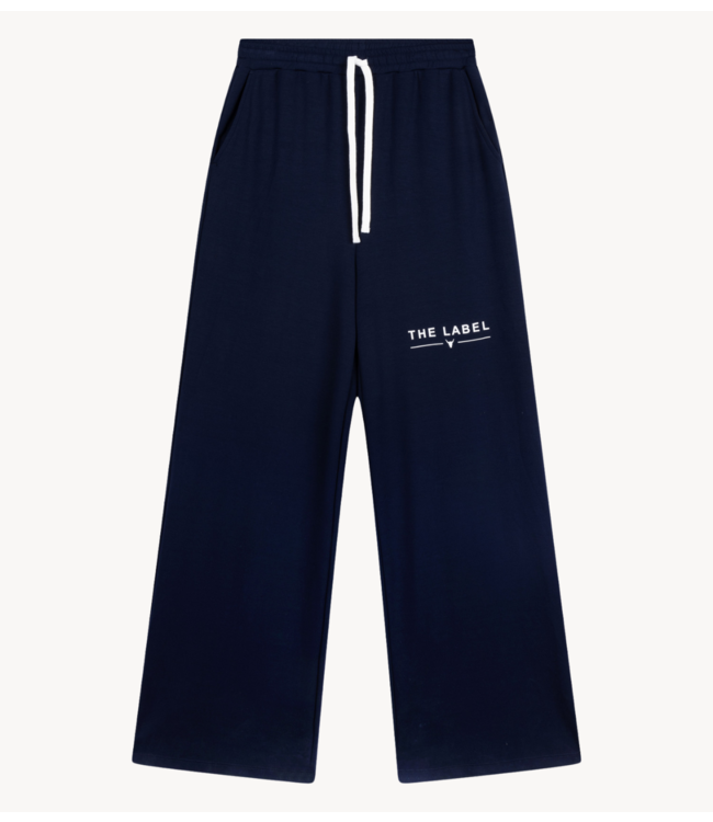 Alix The Label Broek ladies knitted wide leg scuba pants navy