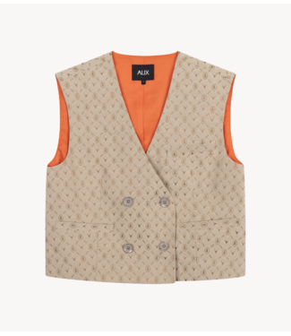 Alix The Label Gilet ladies woven logo waistcoat camel
