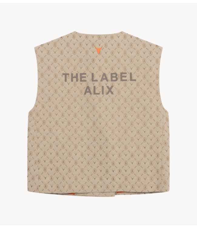 Alix The Label Gilet ladies woven logo waistcoat camel