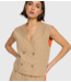 Alix The Label Gilet ladies woven logo waistcoat camel
