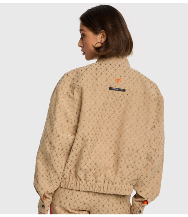 Alix The Label Jacket ladies woven logo jacket camel