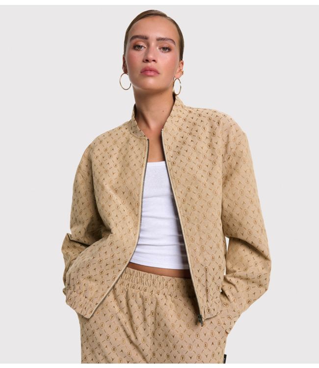 Alix The Label Jacket ladies woven logo jacket camel