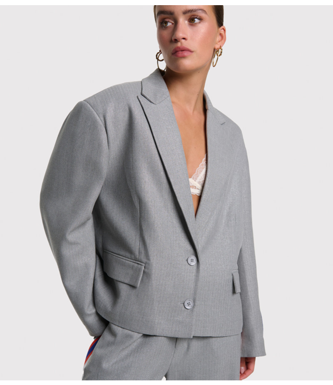 Alix The Label Blazer ladies woven coated herringbone blazer soft grey melange