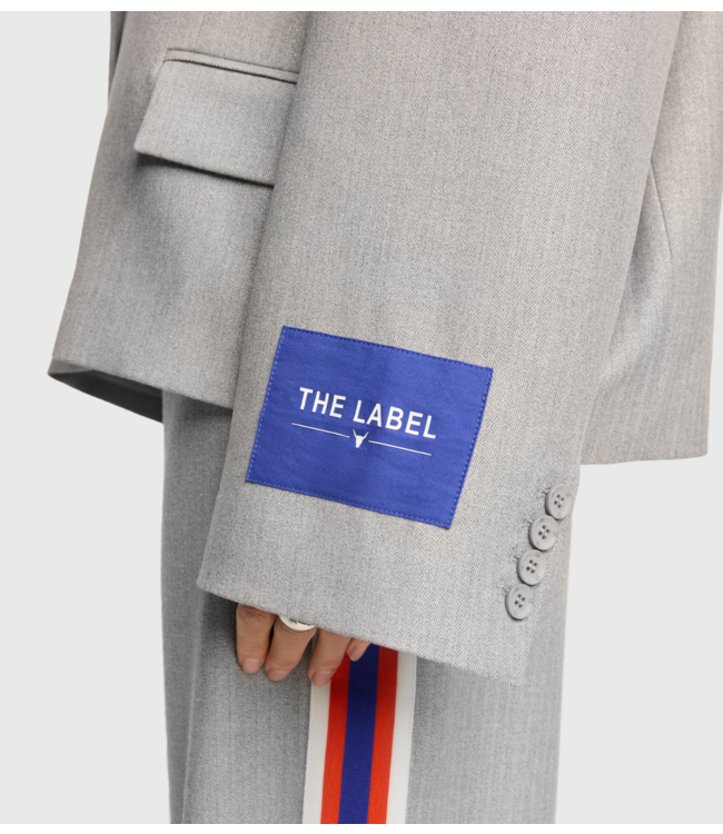 Alix The Label Blazer ladies woven coated herringbone blazer soft grey melange