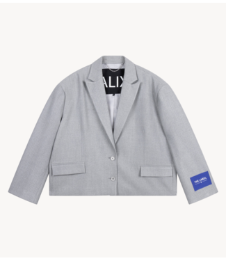 Alix The Label Blazer ladies woven coated herringbone blazer soft grey melange