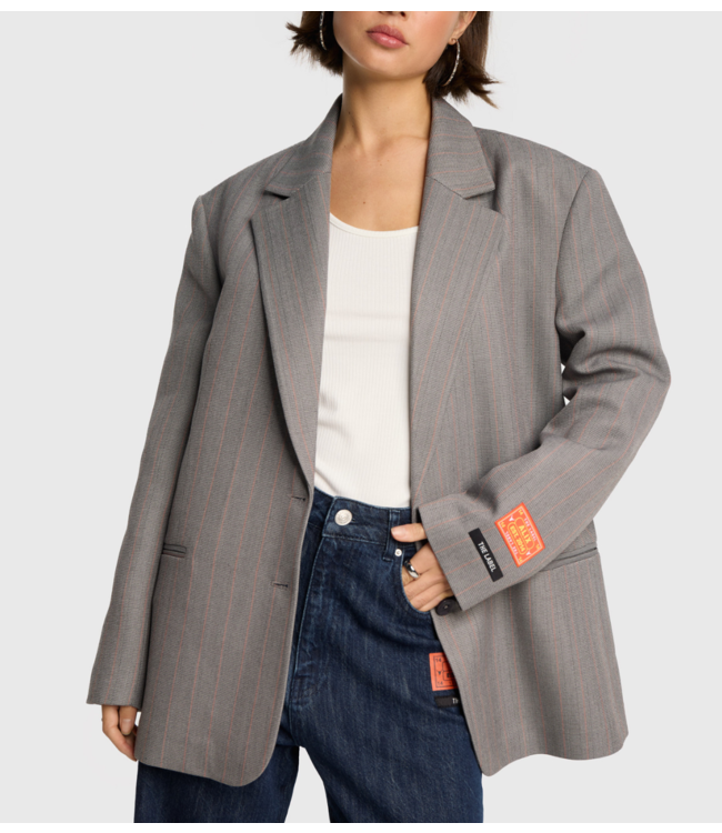 Alix The Label Blazer ladies woven classy granddad blazer soft grey melange