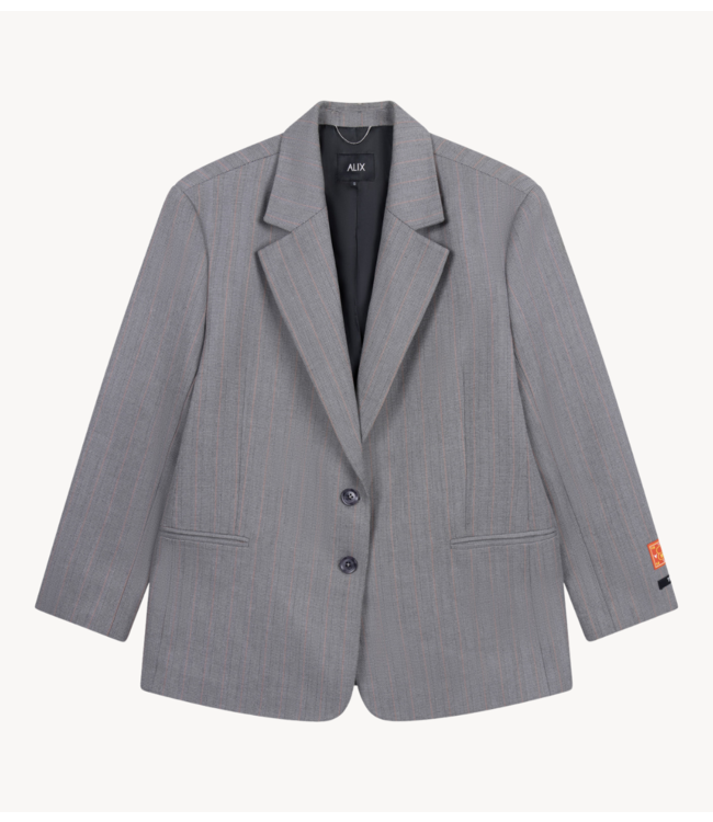 Alix The Label Blazer ladies woven classy granddad blazer soft grey melange
