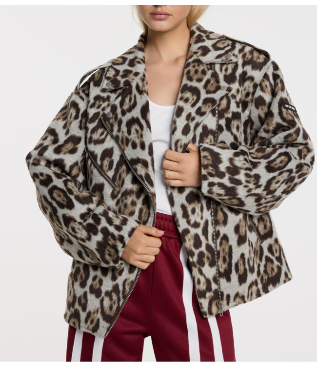 Alix The Label Jacket ladies woven jaguar biker jacket animal