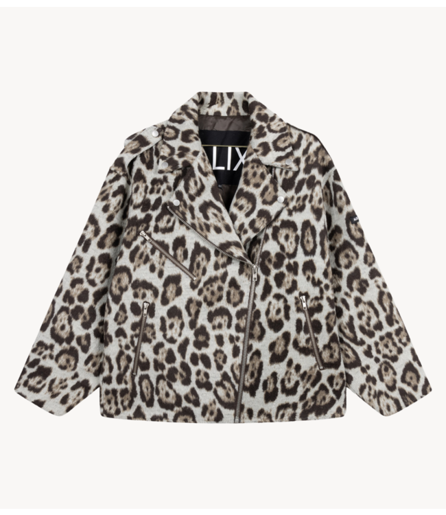 Alix The Label Jacket ladies woven jaguar biker jacket animal