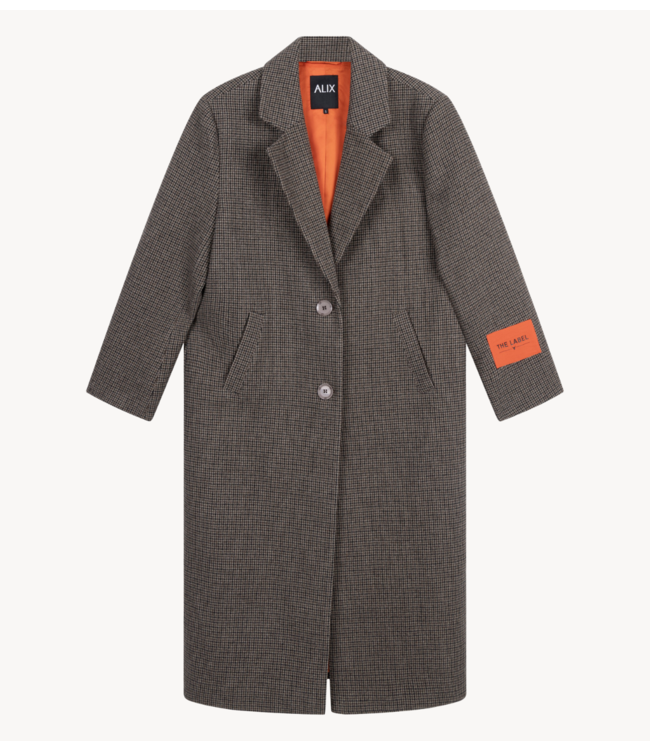 Alix The Label Jas ladies woven checked coat camel