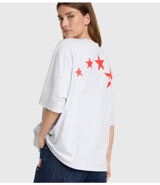 Alix The Label T-Shirt ladies knitted ticket to adventures T-shirt light grey melange