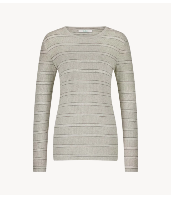 BY-BAR Top basic ls pearl stripe top pearl grey stripe