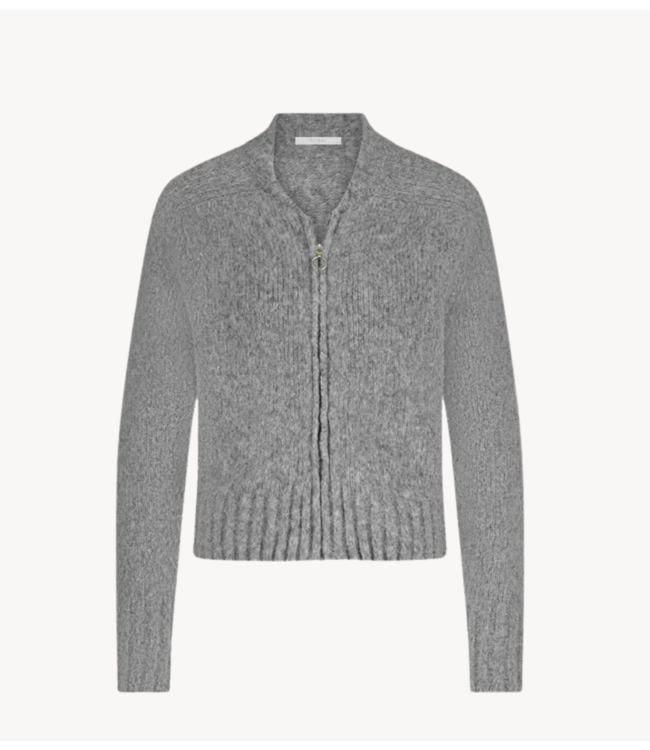 BY-BAR Vest jonas zipp cardigan grey melee