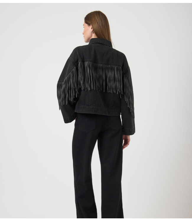 Y.A.S Jacket YASAIKO ls denim fringe jacket dark grey denim