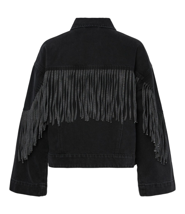Y.A.S Jacket YASAIKO ls denim fringe jacket dark grey denim