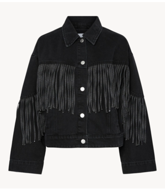 Y.A.S Jacket YASAIKO ls denim fringe jacket dark grey denim