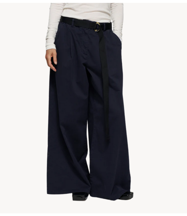 10DAYS Broek wide pants twill dark navy