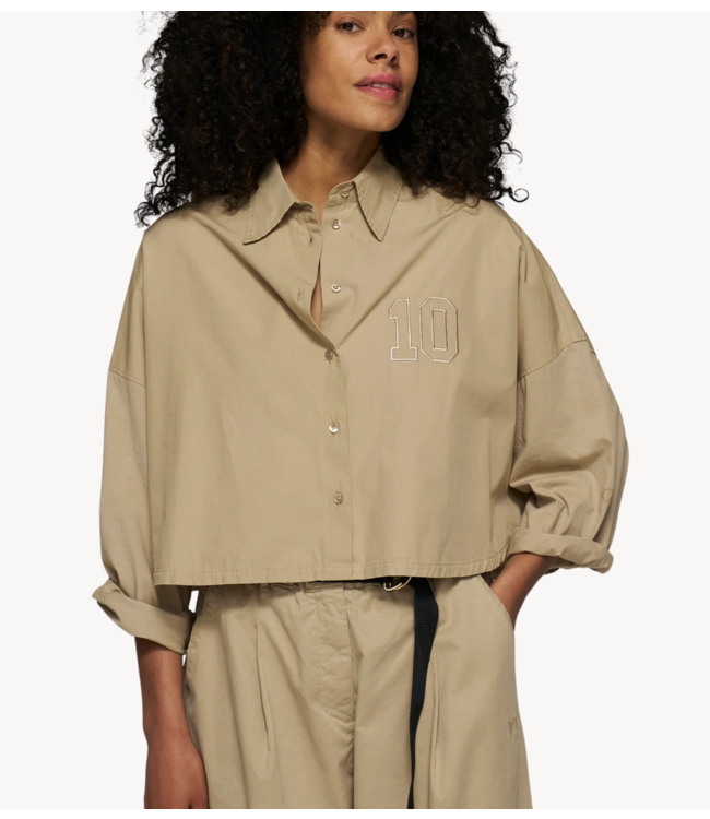 10DAYS Blouse oversized cropped shirt earth