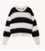 10DAYS Trui cropped hairy knit sweater stripes ecru/black