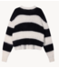 10DAYS Trui cropped hairy knit sweater stripes ecru/black