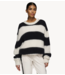 10DAYS Trui cropped hairy knit sweater stripes ecru/black