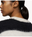 10DAYS Trui cropped hairy knit sweater stripes ecru/black