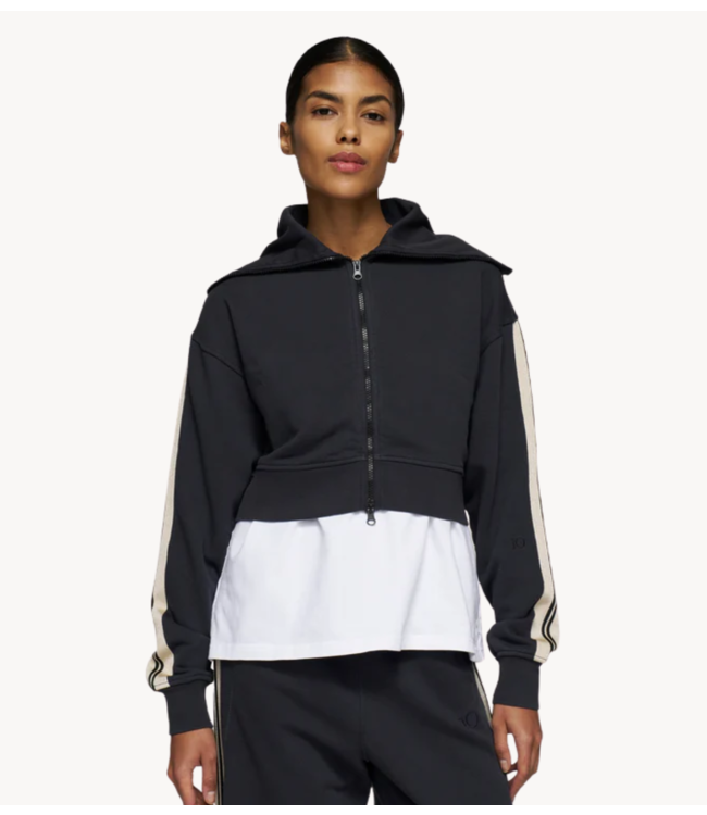 10DAYS Vest cropped zip cardigan fleece dark navy