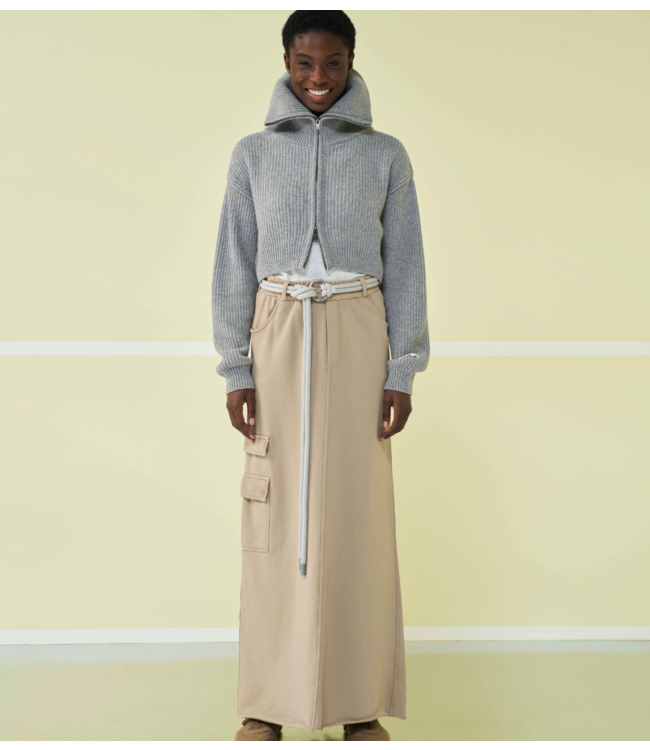 10DAYS Rok straight skirt pockets earth