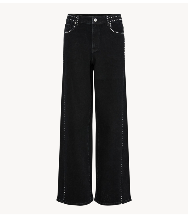 Y.A.S Jeans YASNOELLE HW STUDDED JEANS Dark Grey Denim