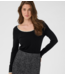 Cream Top CRRibba Embroidery LS T-Shirt Pitch Black