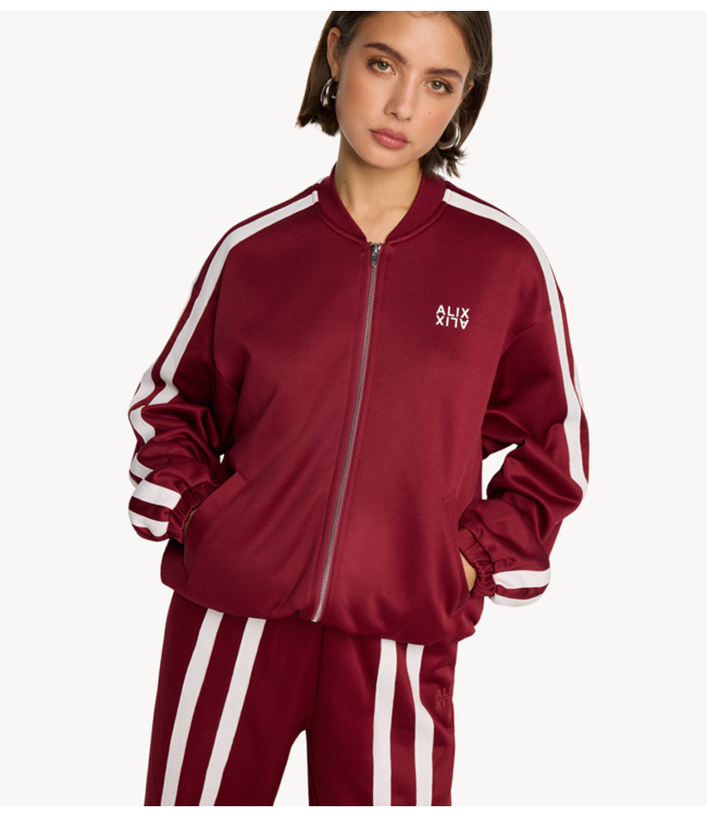 Alix The Label Jacket ladies knitted trainings sweat jacket bordeaux