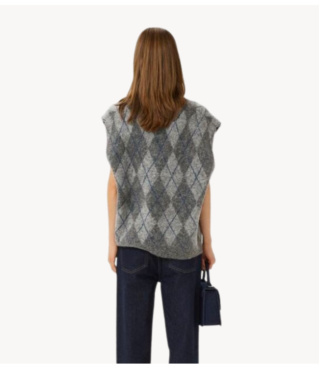 Gestuz Vest GZsasi vest Check Dark Grey