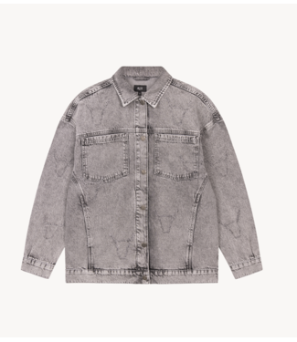 Alix The Label Jacket ladies woven damaged bull jacket grey washed denim