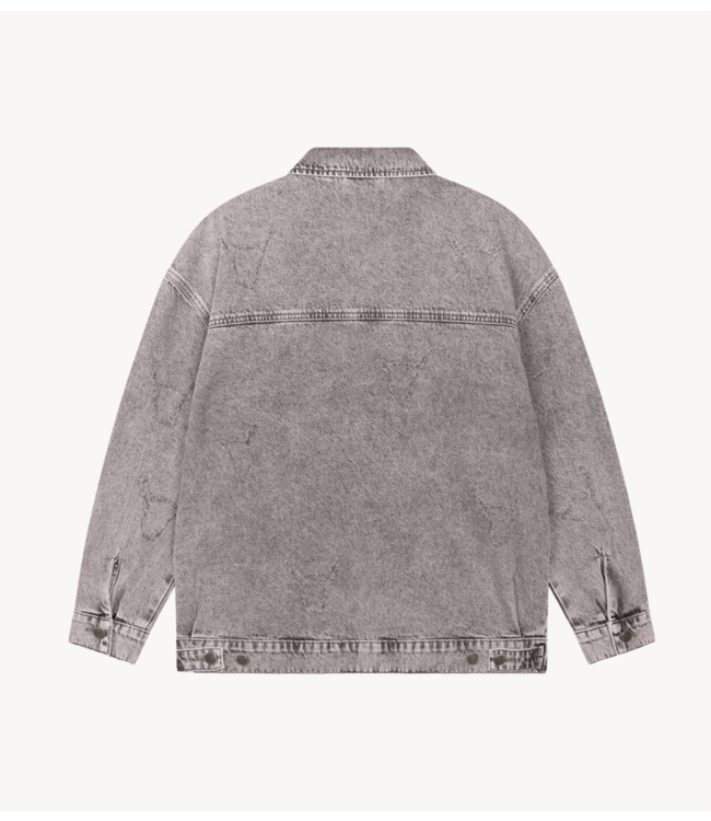 Alix The Label Jacket ladies woven damaged bull jacket grey washed denim