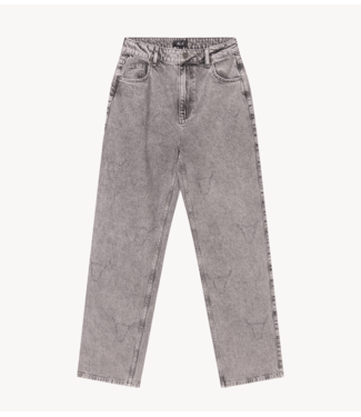Alix The Label Broek ladies woven damaged bull pants grey washed denim