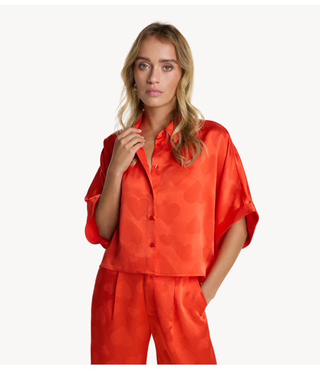 Alix The Label Blouse ladies woven hearts blouse red orange